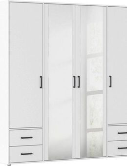 rauch Drehtürenschrank Kleiderschrank Schrank Garderobe Wäscheschrank VOYAGER (in 3 verschiedenen Ausstattungen BASIC/CLASSIC/PREMIUM) mit modernen Griffen in Graumetallic, inkl. Schubkästen und Spiegel