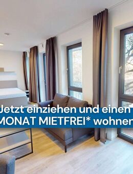 *1 Nettokaltmiete frei* URBAN BASE: Vollmöbliertes 1-Zimmer-Large-Apartment mit EBK, BALKON, ALL-IN-MIETE, UVM. am Rheinufer - Düsseldorf