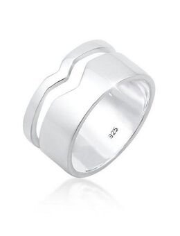 Elli Fingerring Bandring Breit Geo Design 925 Sterling Silber