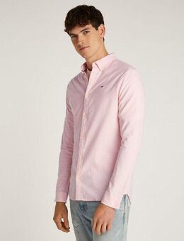 Tommy Jeans Langarmhemd TJM Slim Stretch Oxford Shirt mit Flaglabel auf der Brust