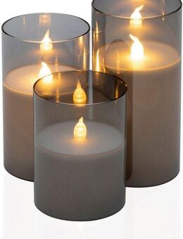 Pauleen LED Dekolicht LED-Kerze Classy Smokey Candle, 3er Set, Warmweiß, Wachskerze