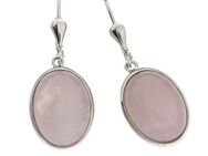 Zeeme Paar Ohrhaken Silber 925 rhodiniert mit 2x Rosenquarz 16x12mm