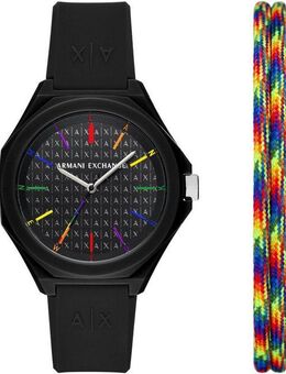 ARMANI EXCHANGE Quarzuhr AX7158SET, (Set, 2-tlg., mit Armband), Armbanduhr, Herrenuhr, ideal als Geschenk, analog, Silikonarmband