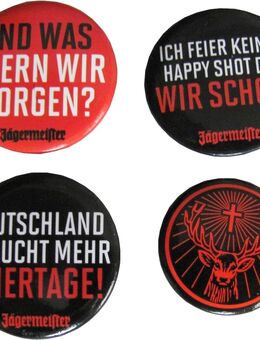 Jägermeister - 4 Ansteck-Buttons - Set 03 - 3x 30 mm & 1x 25 mm - Doberschütz