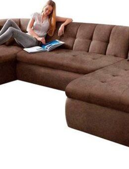 DOMO collection Wohnlandschaft NMoric im XXL-Format, B/T/H: 353/216/80 cm, incl. Zierkissen U-Form, wahlweise mit Bettfunktion und Armlehnenverstellung
