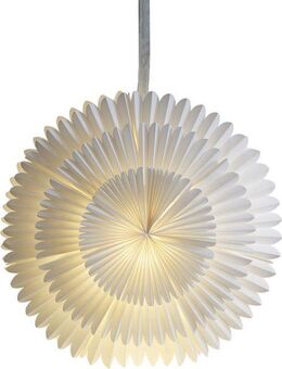 STAR TRADING Hängeleuchte Papierstern Frost, Ø 50 cm, mit 6 Stunden Timer, Timerfunktion, LED fest integriert, Warmweiß, inkl. LED Lichterkette "Lighty", einfach & elegant, Batteriebetrieben
