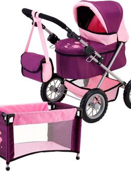 Bayer Puppenwagen Trendy, (3-tlg), inklusive Puppen-Reisebett und Umhängetasche