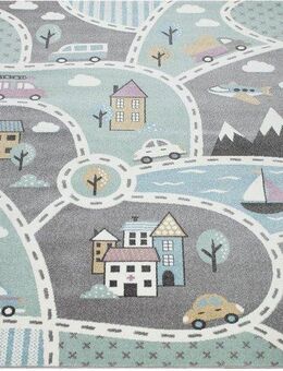 Paco Home Kinderteppich Capri 318, rund, Höhe: 9 mm, Straßen-Spiel-Teppich, Kinderzimmer