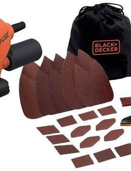 Black + Decker Deltaschleifer BEW230BC, (Set, 16 tlg), inkl. 15-tlg. Schleif- und Fingerschleifpapier-Sortiment und Tasche