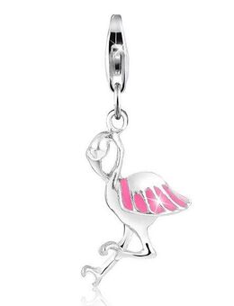 Nenalina Charm-Einhänger Anhänger Flamingo Sommer Emaille 925 Silber
