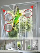 Kippfensterschutz für Vögel von austmetall, OHNE BOHREN OHNE KLEBEN, System 4 + Welli-Zubehöhr in 42781