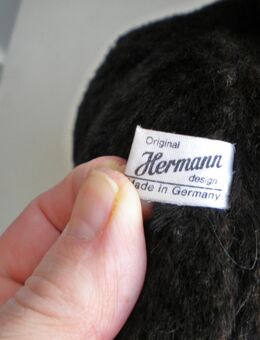 Hermann-Plüsch-Teddy,D,Alt,Schwarzbraun,Grün,Rar,ca. 33 cm - Linnich