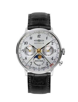 ZEPPELIN Multifunktionsuhr LZ 129 Hindenburg Mondphase, Armbanduhr, Damenuhr, Mondphase, Lederarmband, Made in Germany