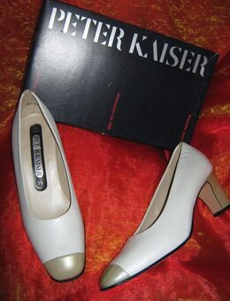 NEU im Karton * Edel * ausgefallen * Echt- Leder * Pumps * Schuhe mit Gold Akzenten "Peter Kaiser" Gr. 5½ * 38½ * 38,5 - 39 * cremé-beige nude * Perlmutt * - Riedlingen