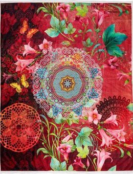 Plaid Novali, hip, Weich, Kuscheldecke, 130x160 cm, Sherpa, Mandala, Blumen, Terrakotta