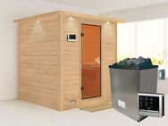 Karibu Sauna Menja, BxTxH: 224 x 210 x 206 cm, 40 mm, (Set) 9-kW-Ofen mit externer Steuerung