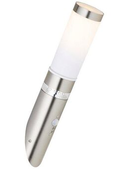Brilliant LED Außen-Wandleuchte BOLE, Bewegungsmelder, LED fest integriert, 44 cm Höhe, Ø 8 cm, Bewegungsmelder, E27, Metall/Kunststoff, edelstahl