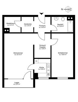 Freie 2-Zimmer-Wohnung mit 73 m² zur freien Gestaltung in Hamburg-Lokstedt unweit des NDR - Hamburg