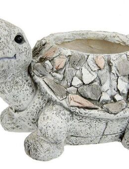 I.GE.A. Pflanzkübel Schildkröte aus Magnesia (1 St), Blumentopf Kübel Blumenkübel Pflanzgefäß Deko Tier zum Bepflanzen