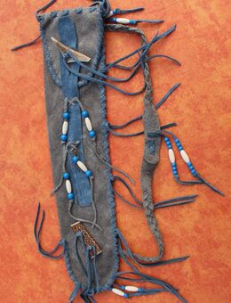 Neue Flötentasche Leder – Länge ca. 55/54 cm Farbe: grau - 005 - Schiltach