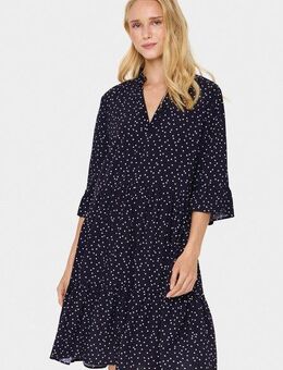 Saint Tropez Blusenkleid EdaSZ Dress Sommerkleid, Tunikakleid mit Volant und 3/4 Ärmel