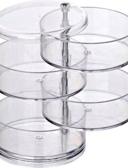 WENKO Badorganizer Tower, Kosmetik-Aufbewahrung mit 4 Fächern, transparent