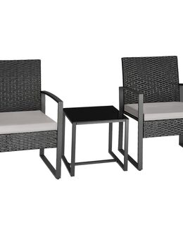 Balkonstühle 2er Set mit Tisch, Gartenmöbel Set, Balkon, Rattan Sitzgruppe - Ingolstadt