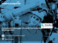 Compliance Manager (m/w/d) Formulation Development - Mannheim