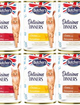 Butcher's Delicious Dinners Katze 6 x 400 g - Mixpaket (3 Sorten)