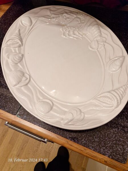 Servierplatte mit Meeresfrüchtedekor - kaum genutzt - Porzellan weiß - Büdingen