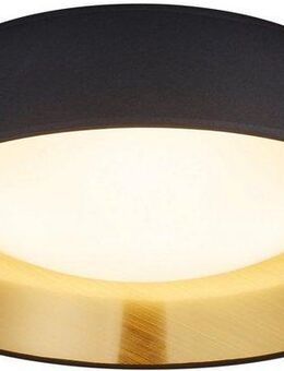 Reality Leuchten LED Deckenleuchte Ponts, LED fest integriert, Warmweiß, schwarz goldfarbig, Stoffschirm und Acrylschirm, warmweiß 3000 Kelvin