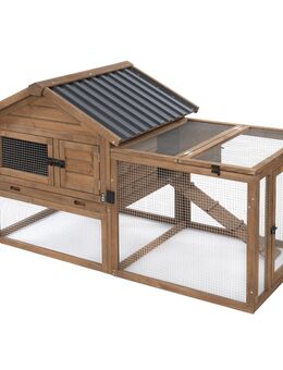 TIAKI Kaninchenstall - Stall mit integriertem Freilauf: L 159,5 x B 80,4 x H 91,4 cm
