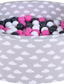 Knorrtoys® Bällebad Soft, Grey White Clouds, mit 300 Bällen creme/Grey/rose, Made in Europe