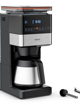 Krups Filterkaffeemaschine KT8428 Grind Aroma XL, 1,25l Kaffeekanne, Papierfilter, Permanentfilter 1x4, Kegelmahlwerk, digitales Bedienfeld, 1,25 l, 4h warm dank Isolierkanne