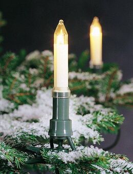 KONSTSMIDE Christbaumkerzen, 16-flammig, Baumkette, Schaftkerzen, teilbarer Stecker, 16 klare Birnen