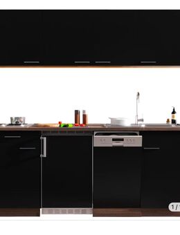 RESPEKTA Küchenblock Economy Schwarz matt - Essen