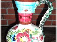 Vintage KERAMIK KANNE - KRUG - VASE, ~30 cm, Henkel, Handbemalung - ~ 60er Style - Krummhörn