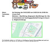 Stöbern, verkaufen, Kaffee trinken, Kuchen essen, eine schöne Zeit haben - München