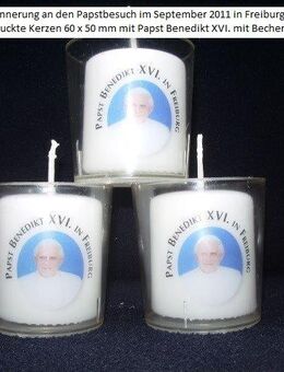 Freiburg Papst Besuch in Freiburg i.Brsg. 2011 3 St.- Kerzen- 60x50 -mm -mit Becher- - Mahlberg