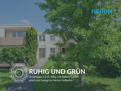 GRÜN UND RUHIG - Großzügige 3,5-Zi.-Whg. mit Balkon, Gartenanteil und Garage im Herzen Fellbachs