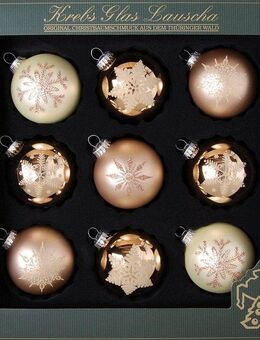 Krebs Glas Lauscha Weihnachtsbaumkugel Cappuccino, Weihnachtsdeko, Christbaumschmuck, Christbaumkugeln Glas (9 St)