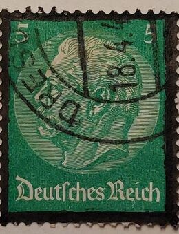 Briefmarke Deutsches Reich 1934, Tod von Paul Hindenburg, 5 Pf. - Leverkusen
