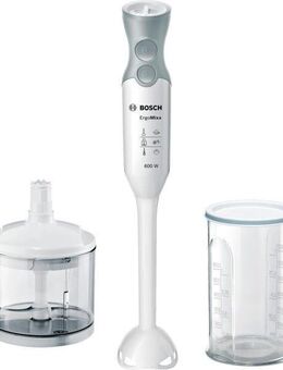 BOSCH Stabmixer ErgoMixx MSM66020, Becher, Zerkleinerer, 4 Klingen, 12 Stufen, weiß, 600 W, Made in Europe