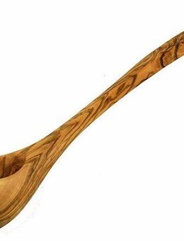 Olivenholz-erleben Schöpflöffel Suppenkelle aus naturbelassenem Olivenholz, Länge 30 cm, Nachhaltiges Naturprodukt, geschmacksneutral
