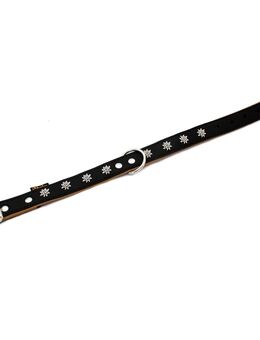 Heim Halsband Edelweiß, schwarz/natur - 36 - 44 cm Halsumfang, 25 mm breit