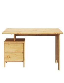 Home affaire Schreibtisch Luven, Computertisch, zertifiziertes Massivholz, mit 2 Schubkästen, Breite 120-140 cm