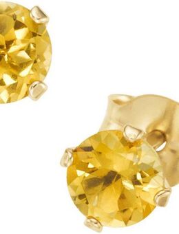 Firetti Paar Ohrstecker Schmuck Geschenk Gold 375 Ohrschmuck Ohrringe Edelstein Krappenfassung, mit Blautopas, Citrin oder Peridot