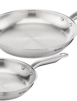 Tefal Pfannen-Set Virtuoso, hochwertiger Premium-Edelstahl, unversiegelt, Edelstahl (Set, 2-tlg., 1x Bratpfanne Ø 24 cm, 1x Bratpfanne Ø 28 cm, Höhe 5 cm), für alle Herdarten geeignet, backofengeeignet bis zu 250°C