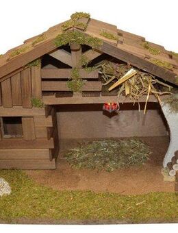 Alfred Kolbe Krippe Krippenstall, mit Laterne, Brunnen, Holz