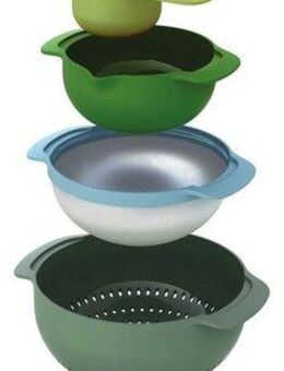 Joseph Joseph Schüssel Nest 9 Plus, Kunststoff, (Set, 9-tlg), platzsparend,Rührschüssel,Abtropfsieb,Sieb, Rührschüssel,Messbecher